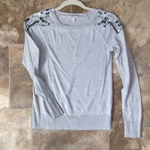 Embellished shoulder sweater